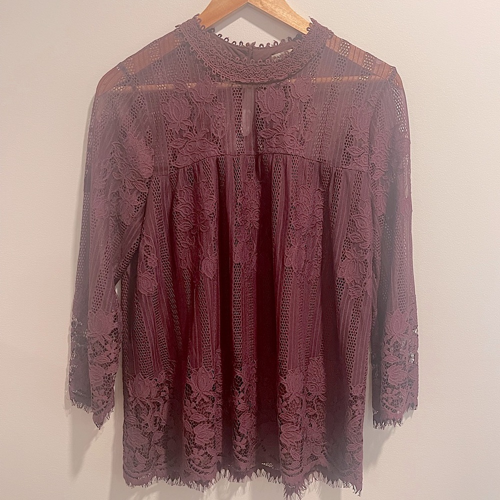 Chance or Fate Mock Neck Lace Top